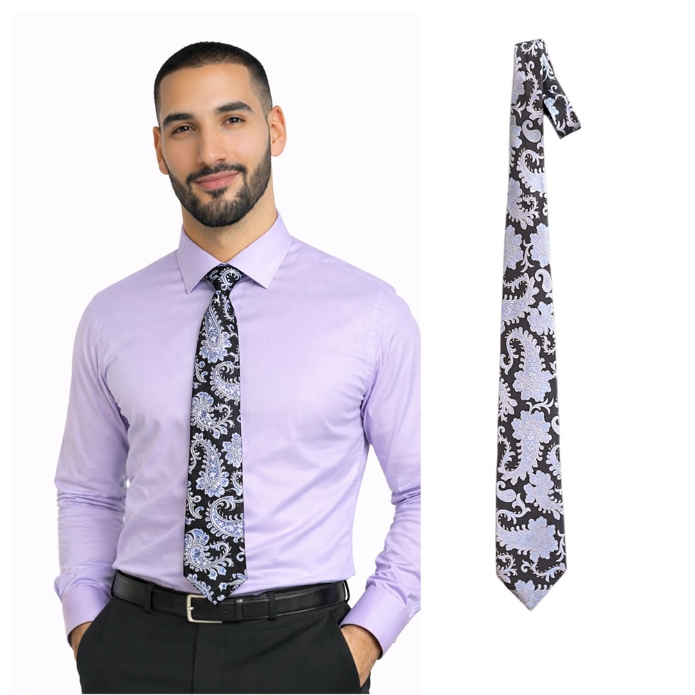Allea Black/Lavender Paisley Tie
🔥% bundle of 3, 5, 10, 15 or 20 ties